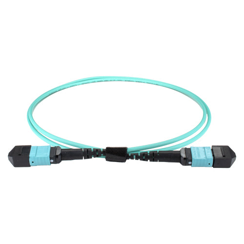 1m OM4 BASE-12 MPO (f) to MPO (f) 12F Aqua Trunk CPR Cable Method B