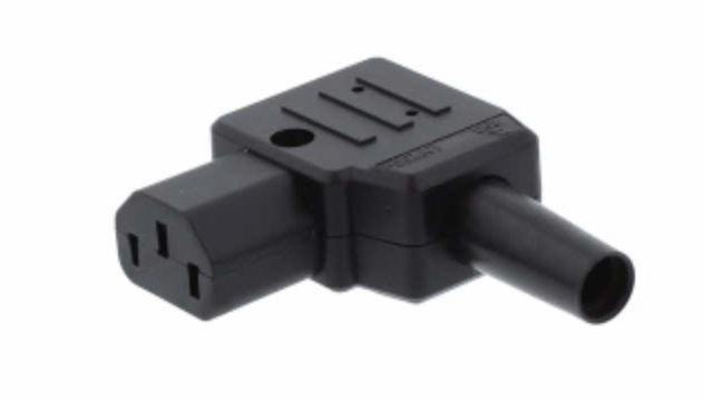 KAISER Rewireable Black C13 Links abgewinkelter Netzstecker mit Schraube