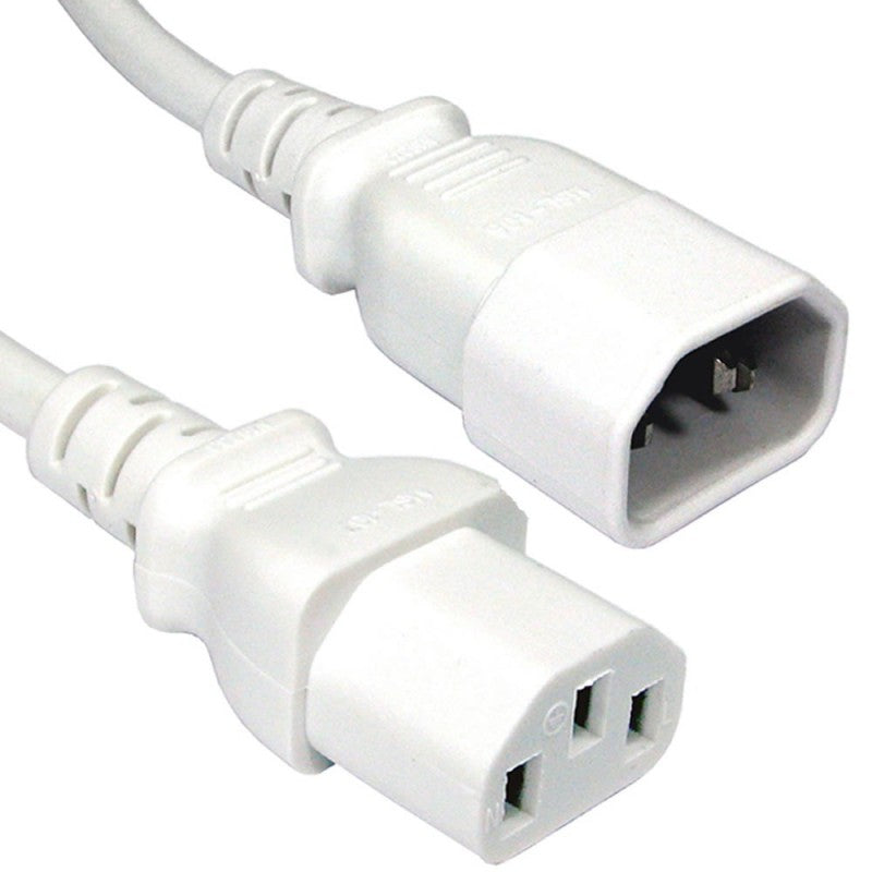 Câble d'extension secteur blanc IEC C13 femelle vers IEC C14 mâle