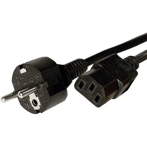 2m Straight Schuko - C13 Black PVC 0.75mm Power Lead