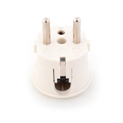 Rewireable WHITE 2 pin EU Schuko Mains Plug 16A 250V Right Entry Down Angle HQ