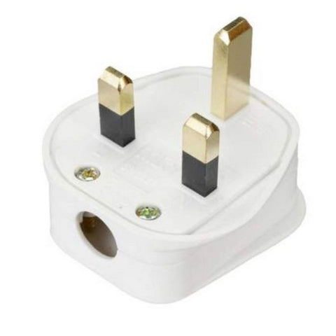 Connecteur d'alimentation secteur britannique, fiche mâle recâblée, 13 ampères, 250 volts, blanc
