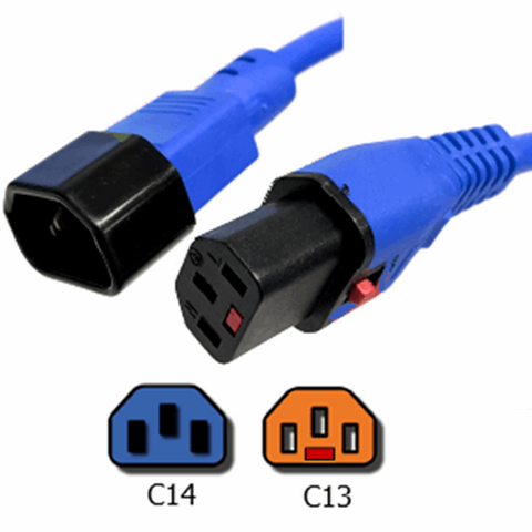 Power Jumper Locking Lock Cable IEC C14 Male to IEC C13 Female 0.5m 1m 2m 3m
