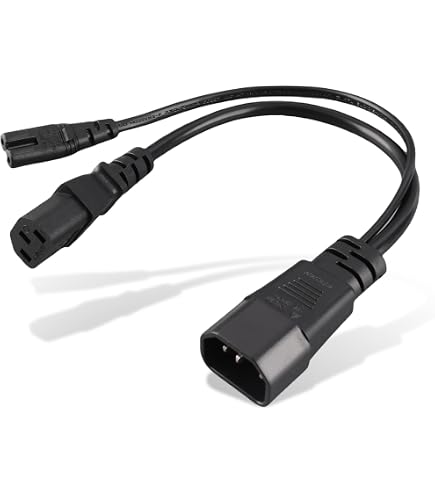 C14 - 2 x C13 0.5m Legs Black PVC Power Lead