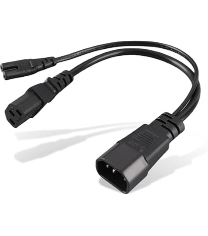 C14 - 2 x C13 0.5m Legs Black PVC Power Lead