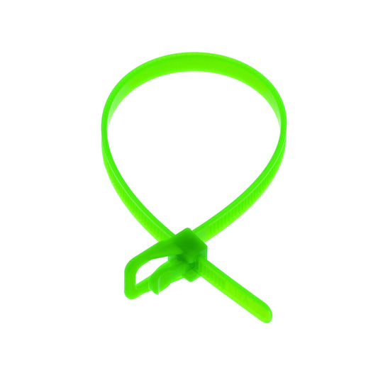 200 mm x 4,8 mm Vert fluo - Attache de câble réutilisable RETYZ (Zip)