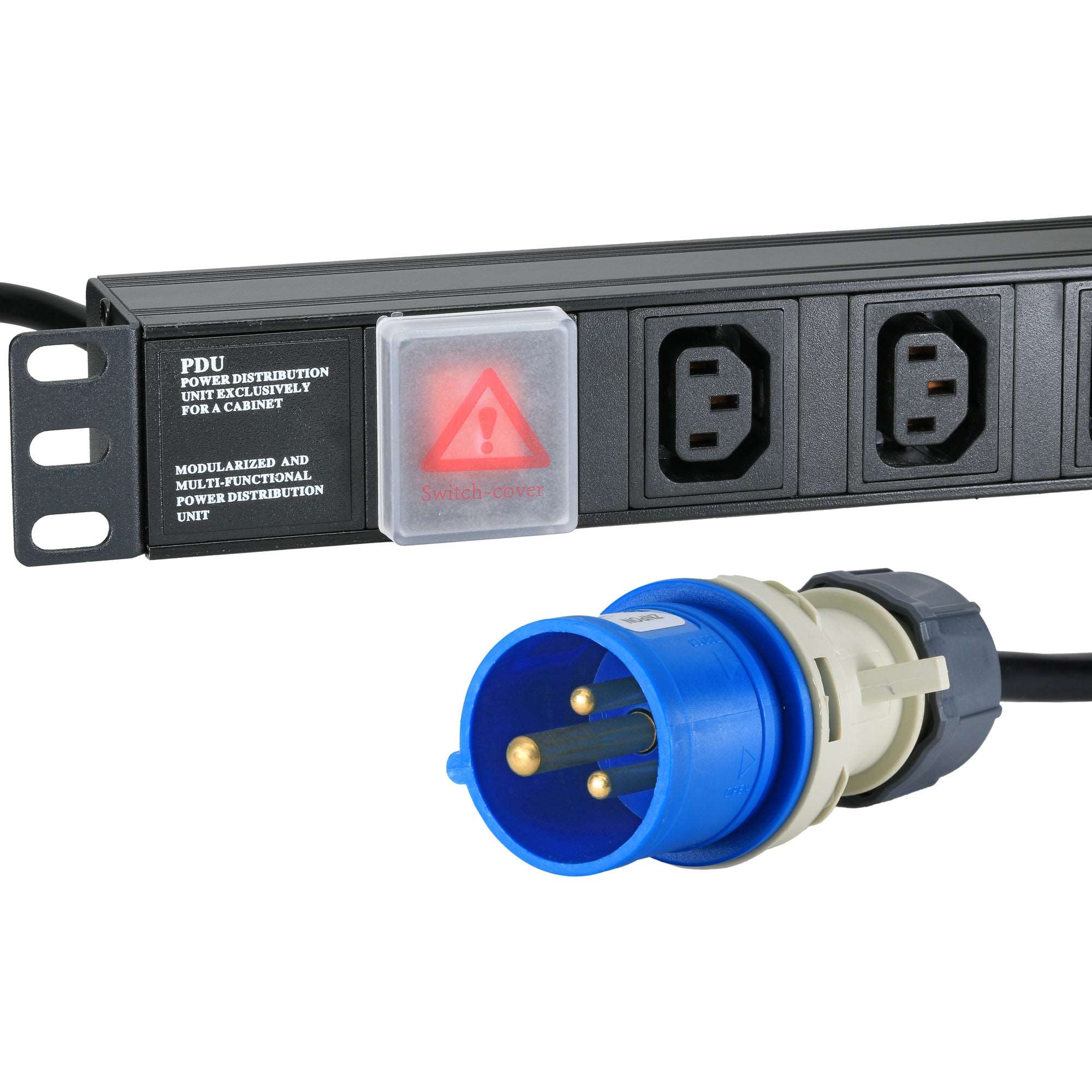 10 Way IEC - C13 Horizontal 1u PDU with (16Amp) Commando 3m Feed– Cables UK