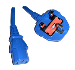Power Cable UK Mains Fused Plug to IEC C13 Female Socket 5 Amp 0.5m, 1m, 2m, 3m, 5m, 10m