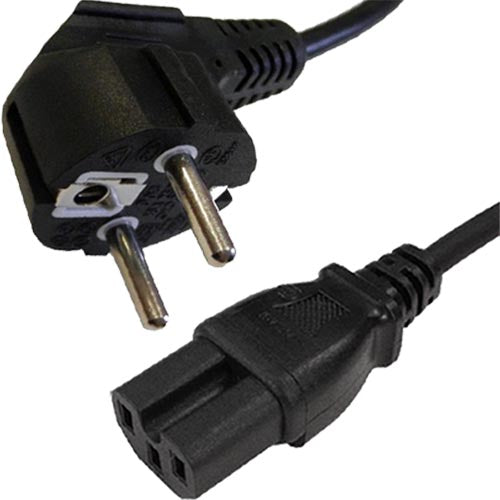 Mains Power Euro SCHUKO Right Angle IEC C15 Female HOT Condition RATED Cable 2m