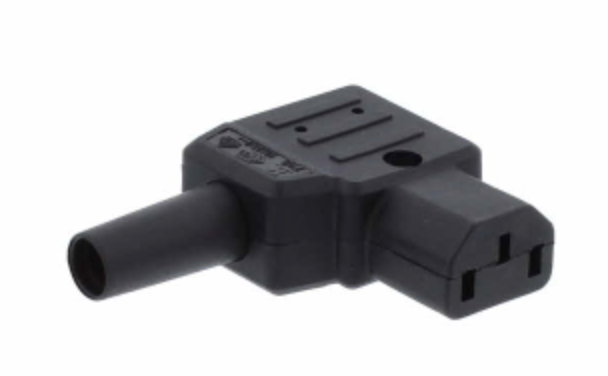 KAISER Rewireable Black C13 rechtwinkliger Netzstecker mit Schraube