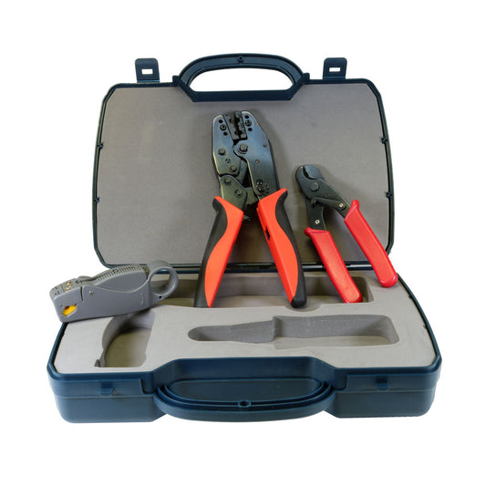 IT Engineers Tool Kit RG58/59 Crimpzange, Abisolierer, Schneider und Hartschalenkoffer