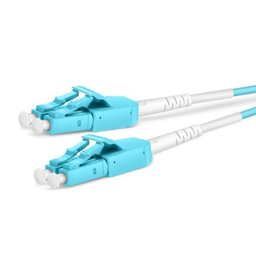 Câble de brassage fibre Uniboot OM3 50/125 LC-LC duplex Aqua LSOH, 1 m