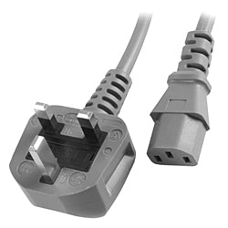 Power Cable UK Mains Fused Plug to IEC C13 Female Socket 5 Amp 0.5m, 1m, 2m, 3m, 5m, 10m