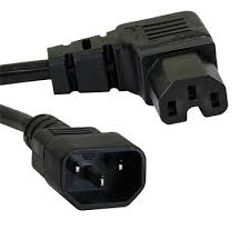 2m C14 - Right Angle C13 Black PVC 1.0mm Power Lead