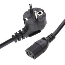 2.5m Right Angle Schuko - C15 Hot Black 1.0mm Power Lead