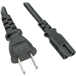 2m USA Plug (2 Pin) - C7 Black PVC Power Lead