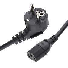 2m Straight Schuko - C13 Black PVC 0.75mm Power Lead