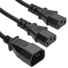 C14 - 2 x C13 0.5m Legs Black PVC Power Lead