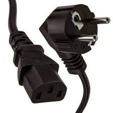 2.5m Right Angle Schuko - C15 Hot Black 1.0mm Power Lead