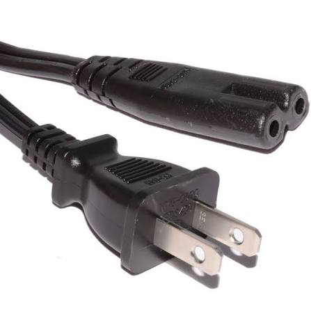 2m USA Plug (2 Pin) - C7 Black PVC Power Lead