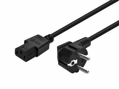 2m Right Angle Schuko - C13 Black PVC 0.75mm Power Lead
