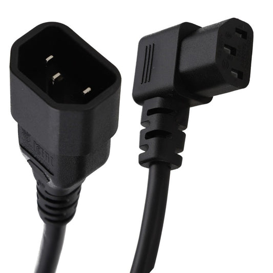 Mains Extension Cable IEC C14 Male Straight  Plug to IEC C13 Female Right Angle Socket
