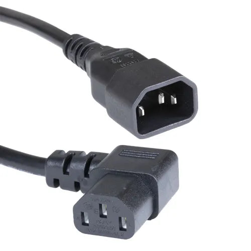 2m C14 - Right Angle C13 Black PVC 1.0mm Power Lead