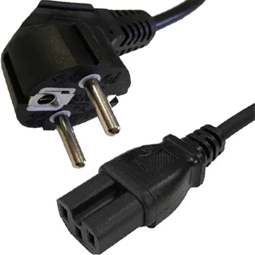 2.5m Right Angle Schuko - C15 Hot Black 1.0mm Power Lead