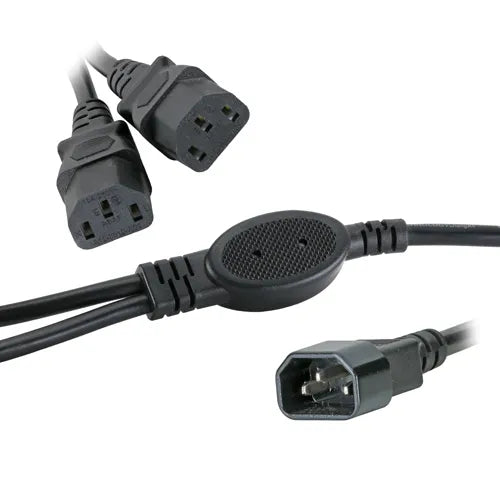 C14 - 2 x C13 0.5m Legs Black PVC Power Lead