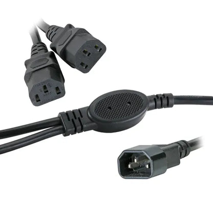 C14 - 2 x C13 0.5m Legs Black PVC Power Lead