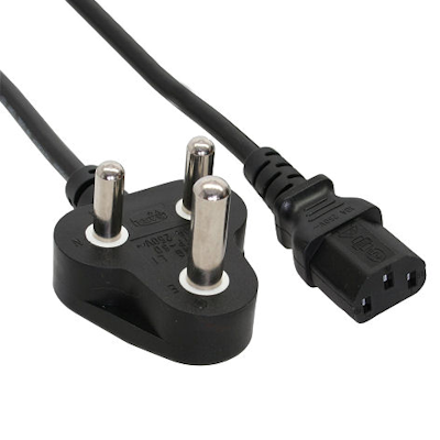 Power Mains SOUTH AFRICAN Plug SA Fused to IEC C13 Female Cable Lead 2 ...
