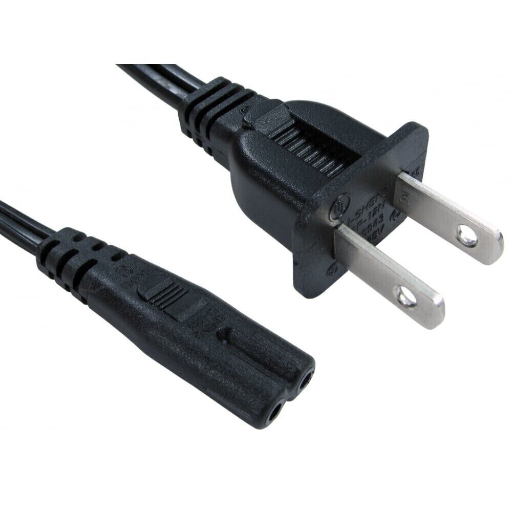 IEC Power Cable 2 Pin USA Male Plug to Female C7 Figure of 8 Female Socket
