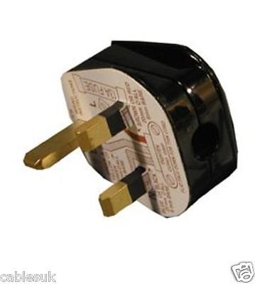 Prise secteur recâblée Power UK 13 A noire 