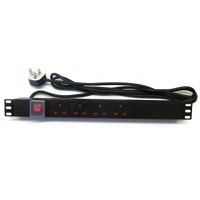 8 Way PDU UK Mains Socket Surge/Filtered Vertical to UK Plug Power Lead 3m
