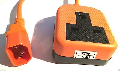UPS cable Lead IEC C14 mains power male plug to 13A UK Trailing socket female BS1363 BLACK ORANGE WHITE