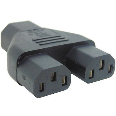 Y Splitter Power Adapter IEC Male C14 to 2 x C13 Female