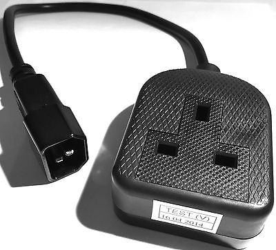 UPS cable Lead IEC C14 mains power male plug to 13A UK Trailing socket female BS1363 BLACK ORANGE WHITE
