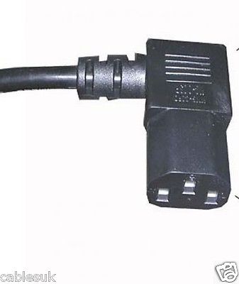 UK Mains Power 5A 5 Amp Fused to Right Angle IEC Female Cable 2m 2 metres