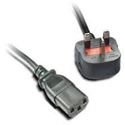 Power Cable UK Mains Fused Plug to IEC C13 Female Socket 5 Amp 0.5m, 1m, 2m, 3m, 5m, 10m