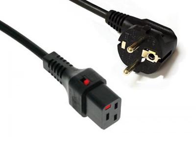 Power Cable SCHUKO EURO Mains Male Right Angle to IEC C19 Female Socket Lock 1m