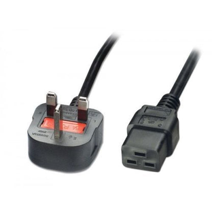 Netzkabel UK-Netzstecker mit Sicherung auf IEC C19-Buchse, schwarz, 2,5 m, 5 m