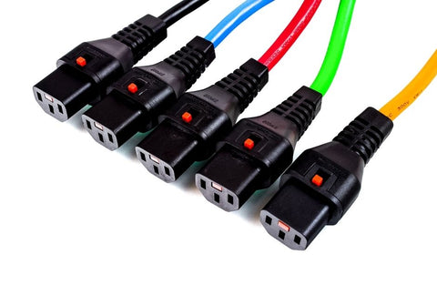 Power Jumper Locking Lock Cable IEC C14 Male to IEC C13 Female 0.5m 1m 2m 3m