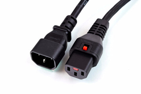 Power Jumper Locking Lock Cable IEC C14 Male to IEC C13 Female 0.5m 1m 2m 3m