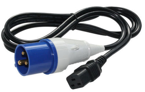 Power 16 AMP 240V IP44 COMMANDO PLUG TO IEC C19 SKT UPS EXTENSION POWER LEAD 2m