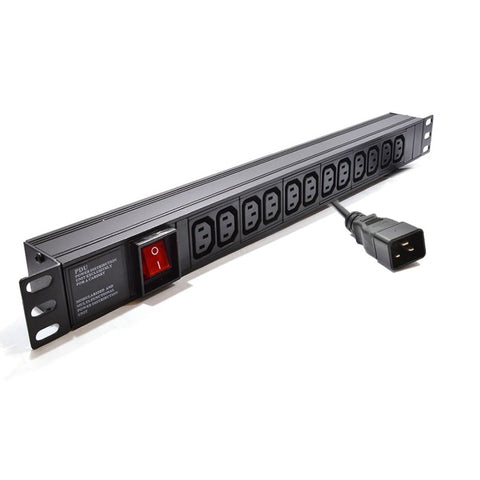 16 Way IEC to C13 Horizontal 1.5u PDU with IEC - 3m Feed